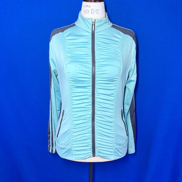 |•BOSTON PROPER•| Blue & Grey Athletic Activewear Jacket Size Medium - Picture 1 of 10